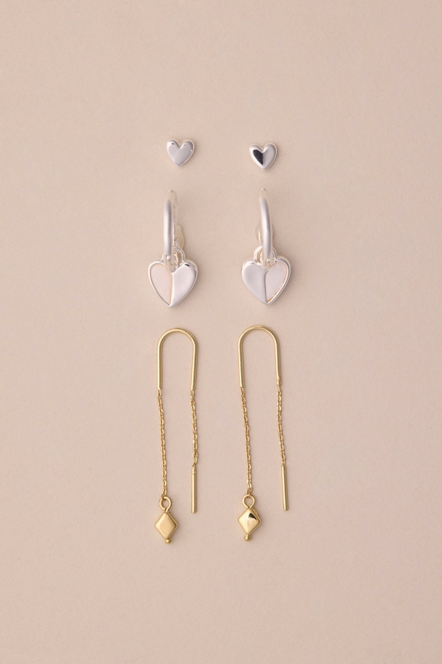 heart trio earring set